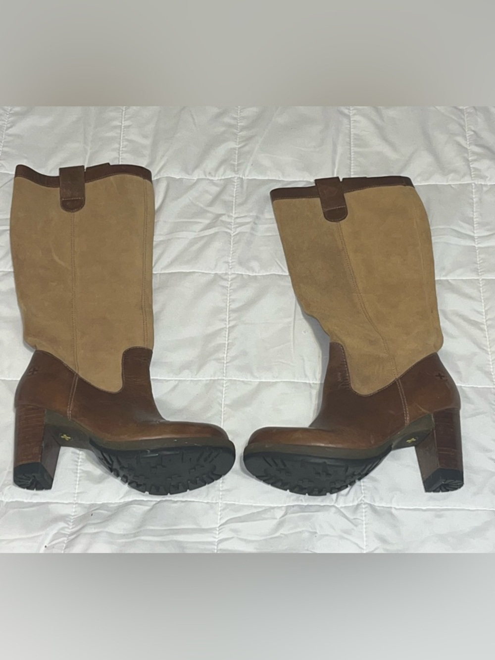 Doc Martens Josie Tan and Biscuit Knee-High Boots Block Herl Womens Size 7 RARE! - Picture 4 of 8